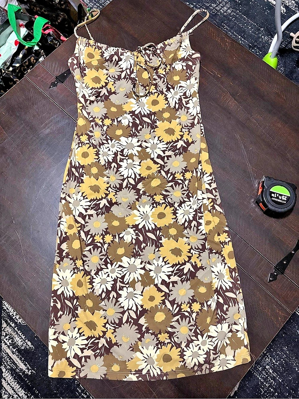 Concert Floral Dress in Brown & Yellow Size Large